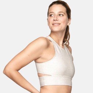 Outdoor Voices Slashback Oatmeal Cut Out Back Crop Top Size XS